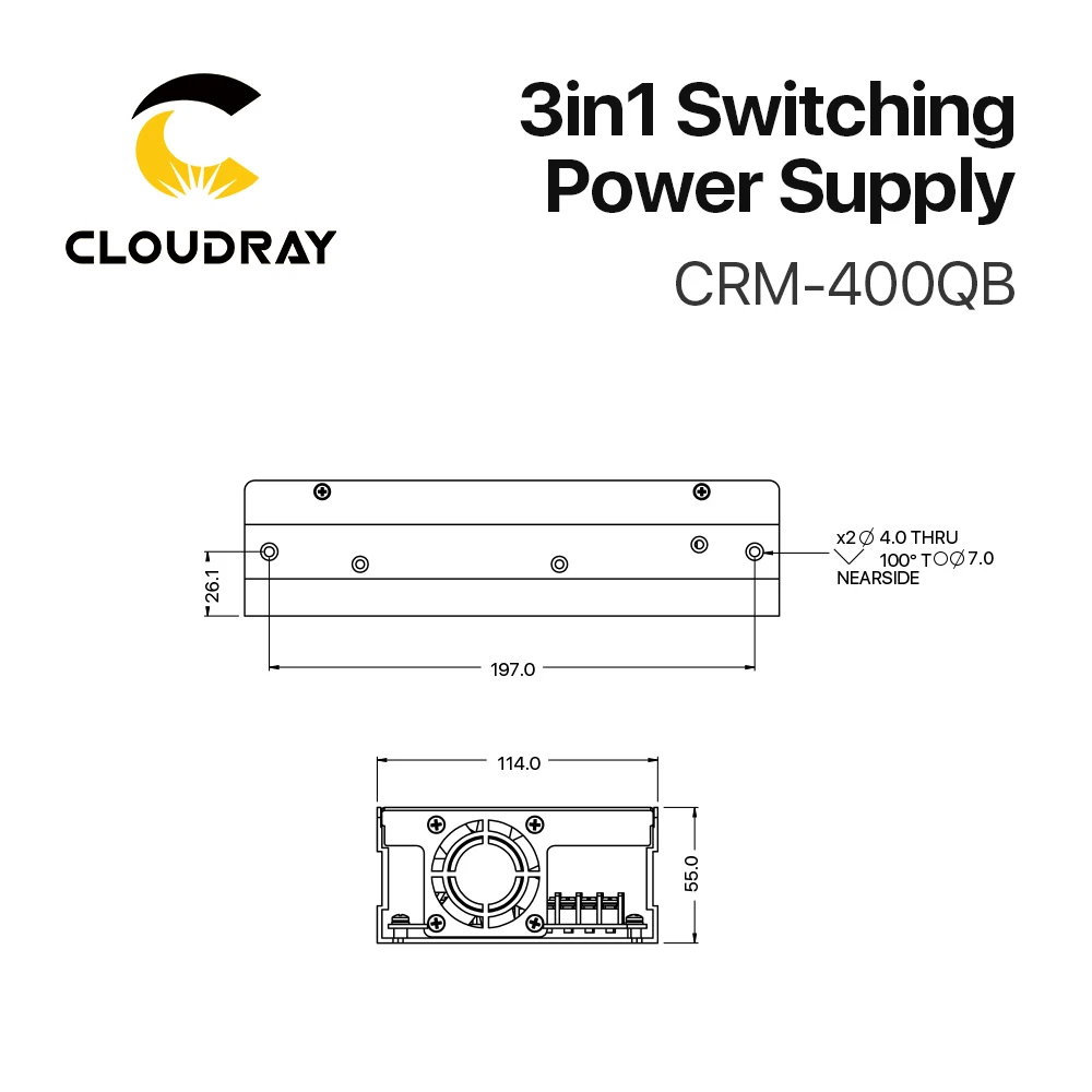 Cloudray 3in1 Switch Power Supply 5V 15V 24V  13.5A 3A CRM-400QB 110V/220V  for Fiber Marking Machine Power System