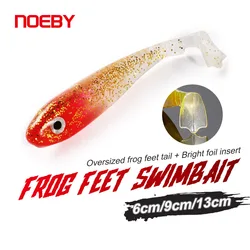 Noeby Soft Silicone Shad Lure 6cm2.5g 9cm8g 13cm23g Artificial Soft Bait Frog Tail Smelling Laser for Bass Pike Fishing Lure