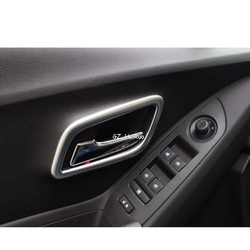 Inner door handle bowl cover decoration box ring for Chevrolet tracker trax auto accessories chrome Door Handle Frame Cover Trim
