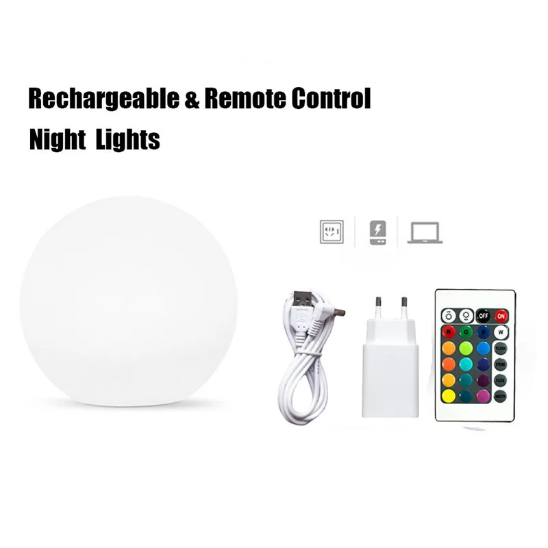 Waterproof Rechargeable LED Ball Light Outdoor Garden Decoration Pool Orbs Floating Sphere With Remote