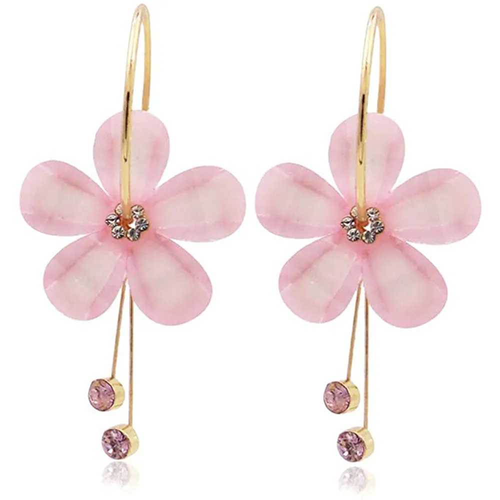 Resina acrílica Sun Flower Stud Earrings para mulheres e meninas, grande círculo, longo, declaração, CZ Hoop, Dangle, moda