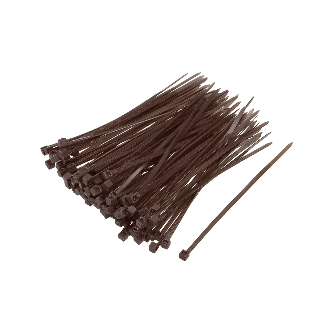 uxcell 100pcs Cable Zip Ties 100mmx2.5mm Self-Locking Nylon Tie Wraps Brown Single-use Locking Flexible Cable Tie