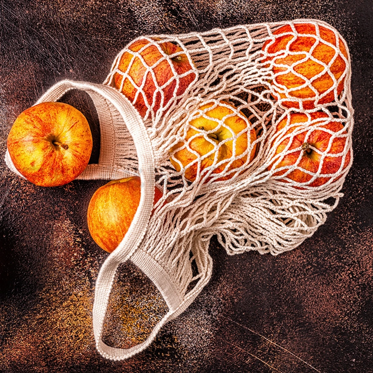 Portable Reusable Grocery Bags Fruit Vegetable Bag Washable Cotton Mesh String Organic Organizer Handbag Short Handle Net Tote