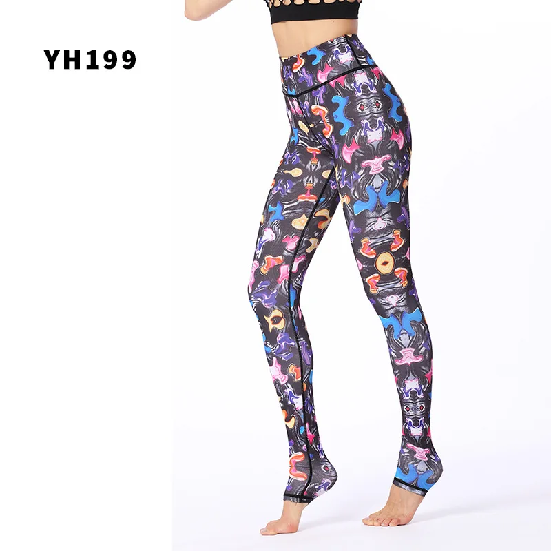 Women's Stretch Print Yoga Pants, High Waist Fitness Leggings, Sports Leggings with Pockets, Running Wear, Slim Pants