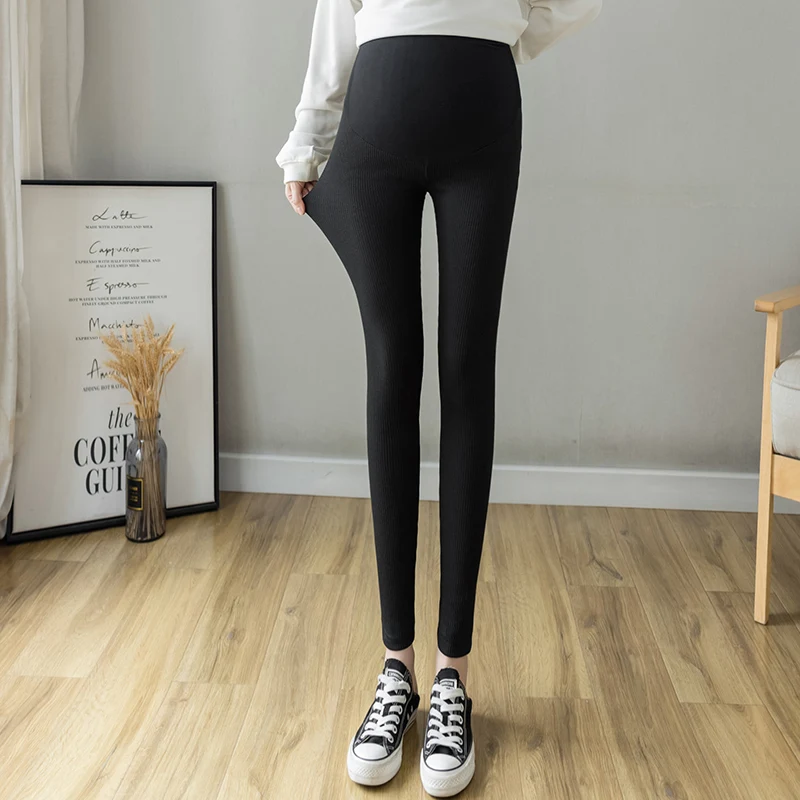 

Pregnant women leggings autumn stripe's abdomen pants pregnant women pants outside foot trousers to wear thin elastic wave mama