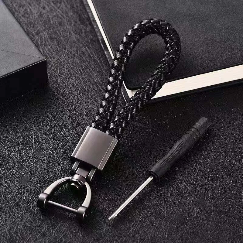 Leather Rope KeyChain Hand Woven Horseshoe Buckle Key Ring Car Key Rings For Women Fashion Key Accessory Keyrings Gifts