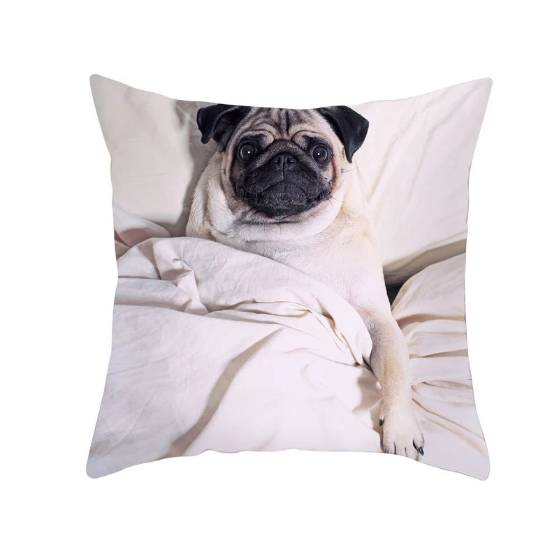 Creative Pug Dog Pillow Case Pug Dog Decorative Pillowcases 45*45CM Cute Dog Throw Pillow Case Cover kussensloop almohada