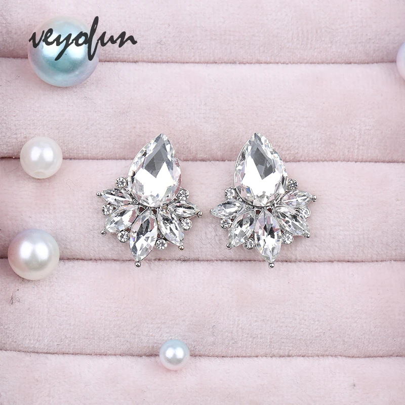 Veyofun Classic Cute Girl Crystal Party Stud Earrings for Women Fashion Jewelry Gift New Wholesale