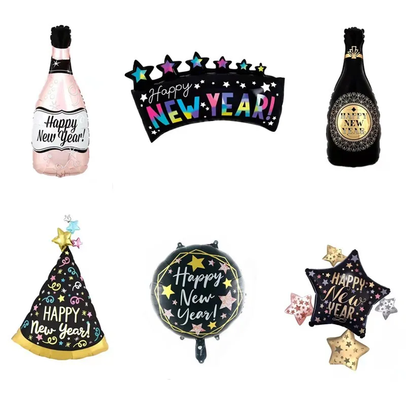 

New HAPPY NEW YEAR Aluminum Balloon Cartoon Balloon Party Decorative Balloon New Year Decorative Balloon