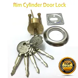 Security Lock Copper Rim Cylinder Lined Keyed Night Latch Door Replacement Universal Round Iron/Wooden Door Lock