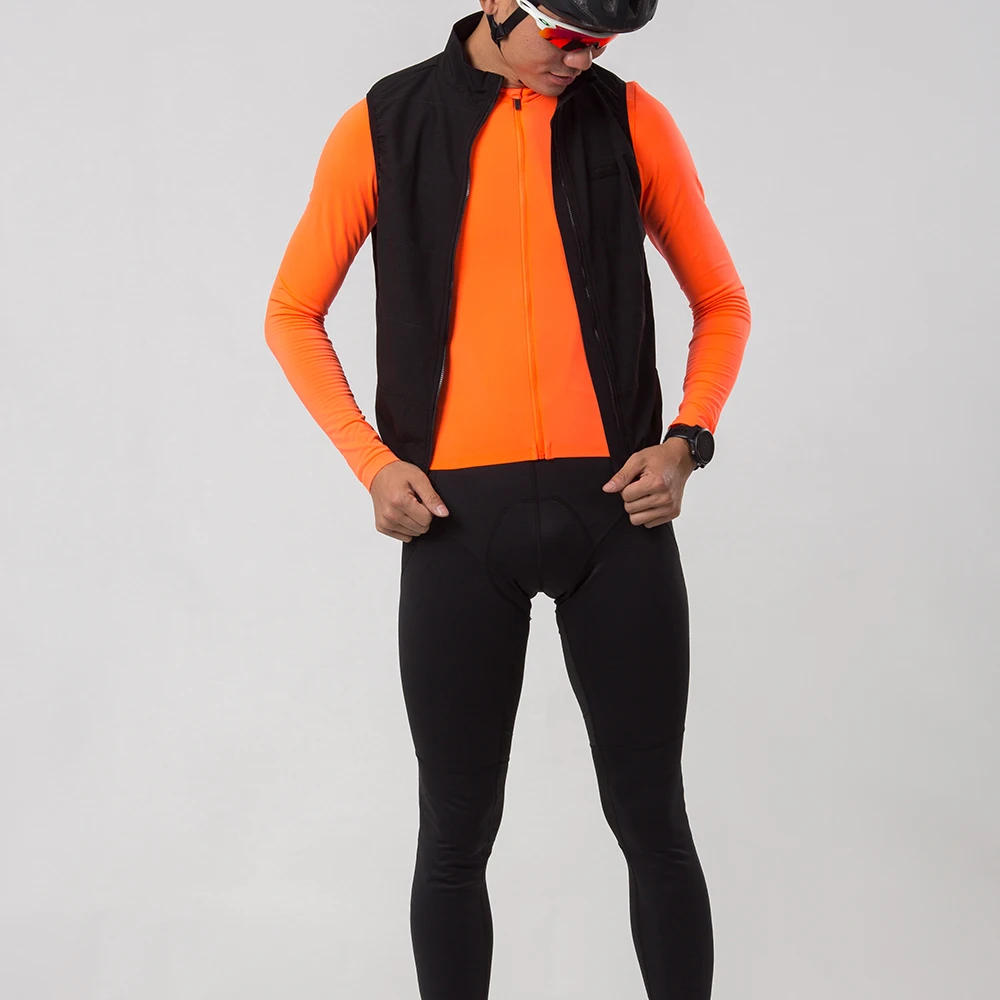 SPEXCEL 2019 Bright orange Pro aero 2 Brushing  thermal fleece cycling jersey long sleeve winter with Seamless cuff men & women