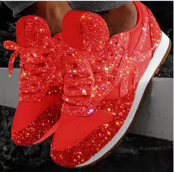 Sequins and Sequins Women\'s Shoes, Bright Lace Casual Sneakers and Women\'s Casual Shoes, New in Spring and Autumn, Large 43