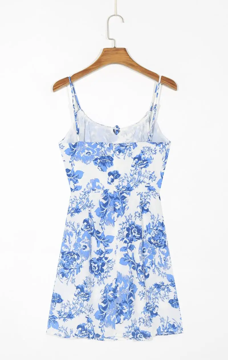 Top de tubo sin mangas Sexy Mini Vestido de playa estampado de moda Halter de encaje Falda corta de una pieza para mujer estampado playa