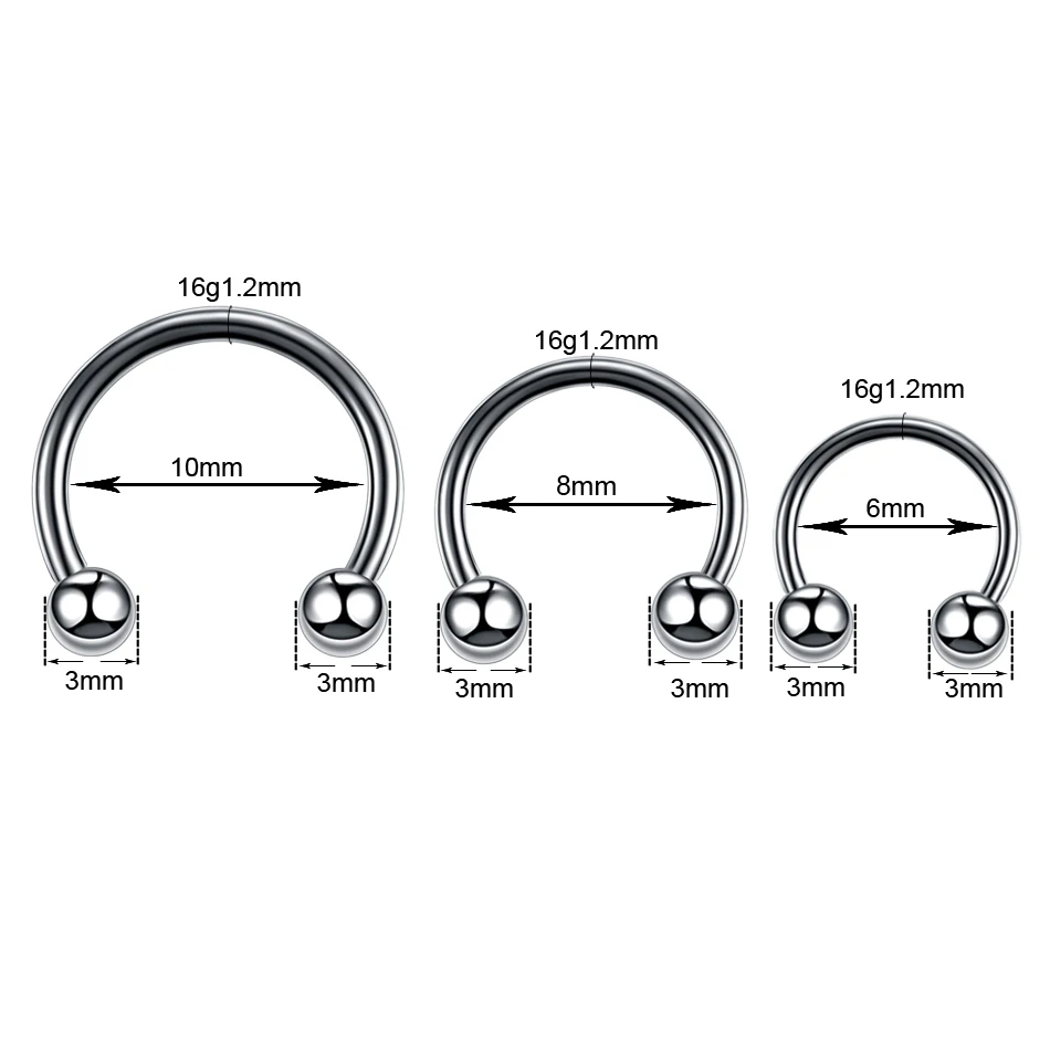 1Pc G23 Titanium Horseshoe Nose Ring Internal Thread Circular Septum Nose Hoop Ball Spike Eyebrow Ear Lip Piercing Body Jewelry