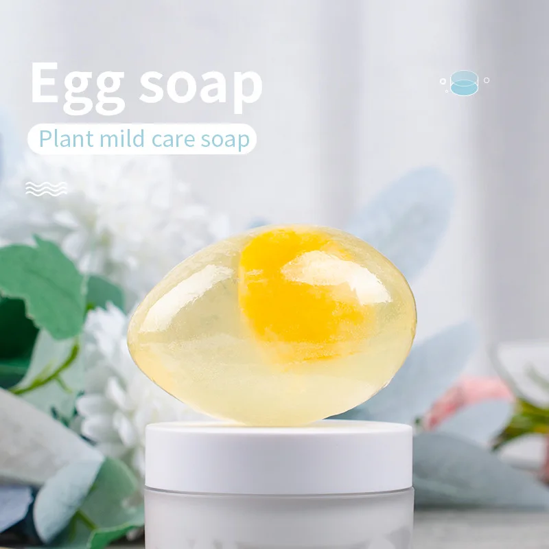 MJ Handmade Toilet Soap Organic Lucency Soap Collagen Facial Acne Cleaner Removal Pimple Pores Acne Eggs Soap 80g Face Skin Care