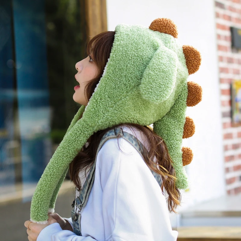 Cute and Funny Hat Warm Dinosaur Cap Unisex Hat with moving ears