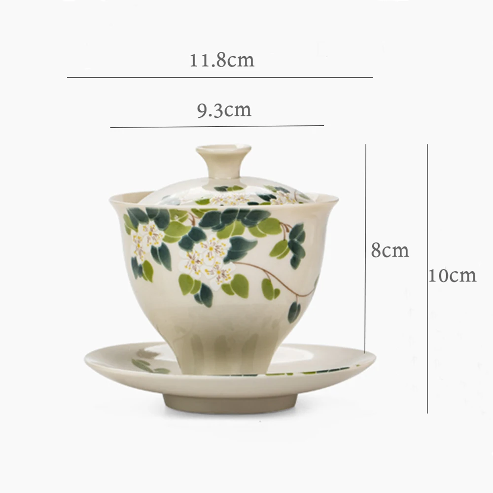 Xícara de chá sancha antiquente de hydrangea, tigela coberta com design de flores para escritório em casa, hotel, chá kung fu, conjunto de bebidas, 160ml, 150ml