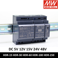 MEAN WELL DIN Rail Power Supply  5V 12V 15V 24V 48V HDR-15 HDR-30 HDR-60 HDR-100 HDR-150 Meanwell Slim LED Driver HDR-150-24