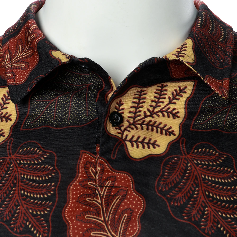 Men Polo Shirt Men Short Sleeve Shirt Leaf Print Hawaiian Style Summer New Leisure Fashion Holiday Style Men T-Shirt