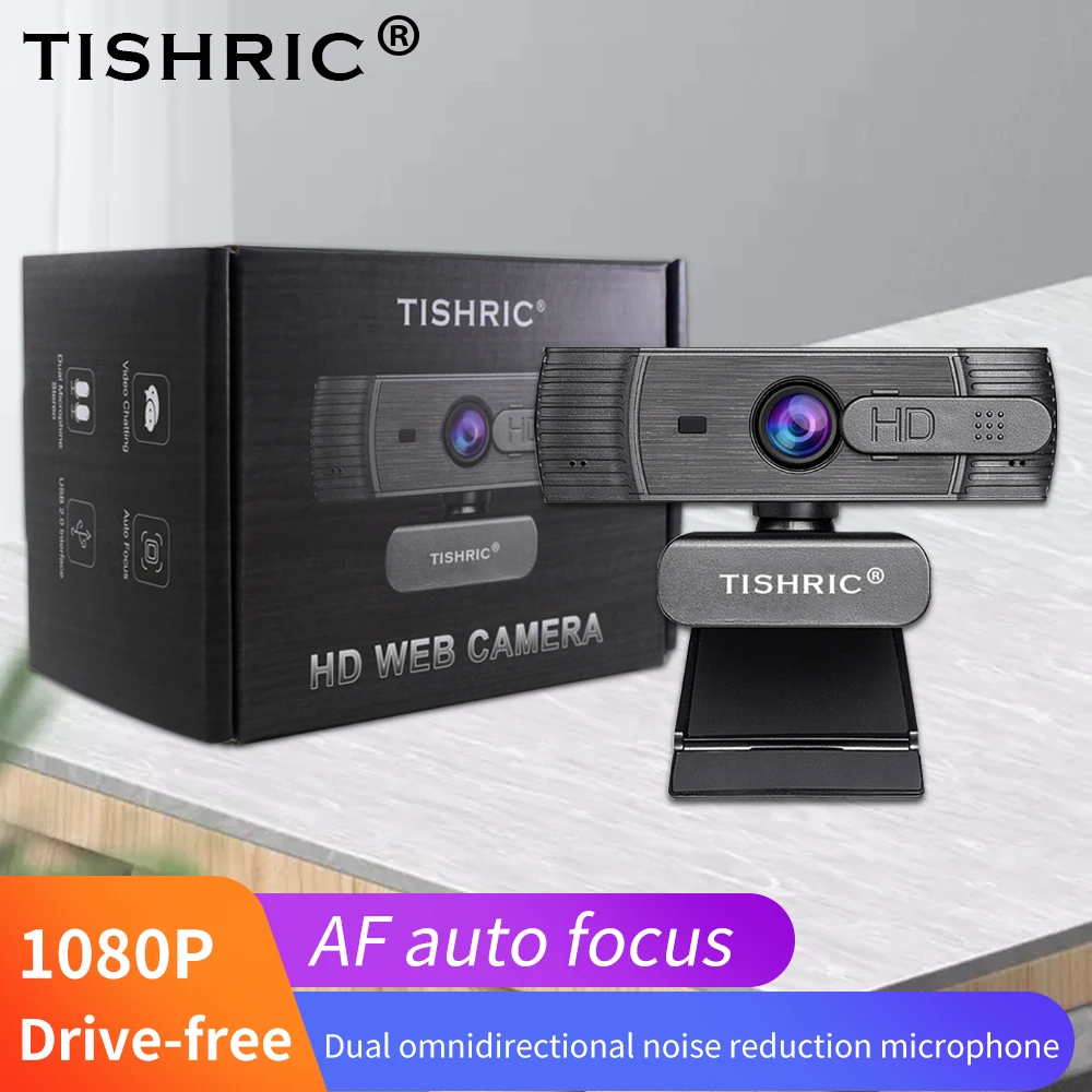 TISHRIC T200 Webcam 1080p Auto Focus Web Camera With Microphone Webcam Cover Web Camera For Computer Video Calling