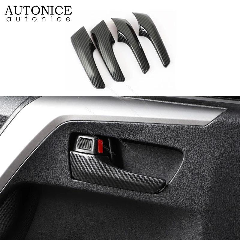 4pcs Carbon Fiber Color Inner Door Handles Cover Fit for Toyota Hilux Revo Rocco 2015 2016 2017 2018 2019 2020