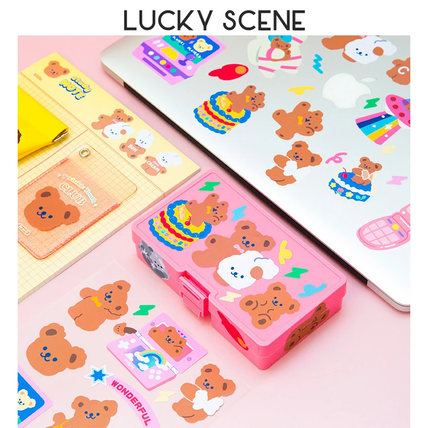 Paper Cartoon Anime Bear Movable Stickers Bear Stickers Waterproof Cellphone Laptop Water Bottles Decorative Laptop Skin S01095