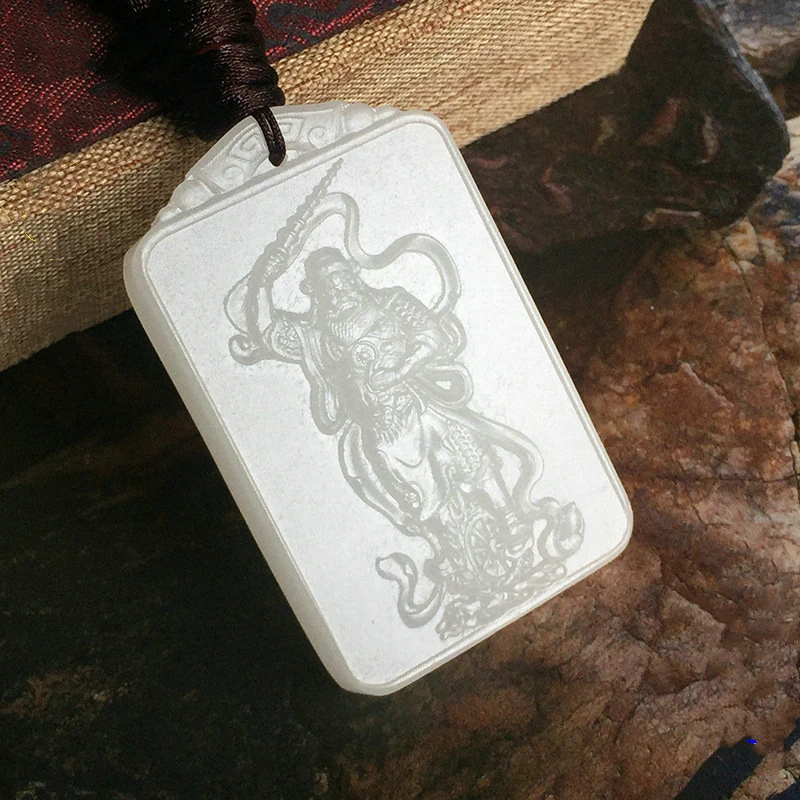 

Taoist supplies, Taoist magic tools, Wang Lingguan statue pendant, Afghan white jade ornaments, Taoist crafts