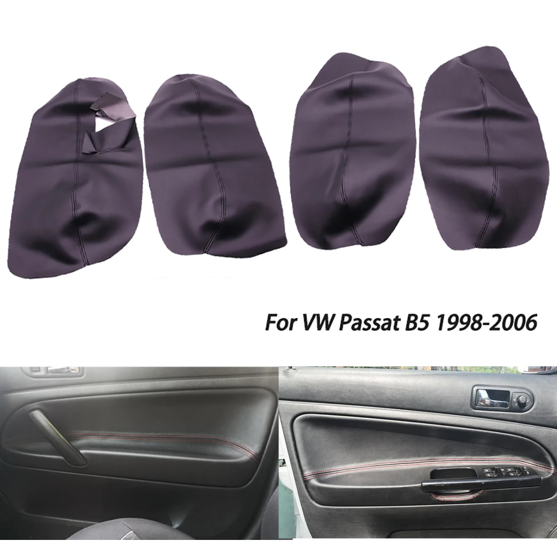 

EIDRAN Microfiber Leather Interior Door Panel Leather Cover Door Handle Armrest For VW Passat B5 1998 1999 2000-2006