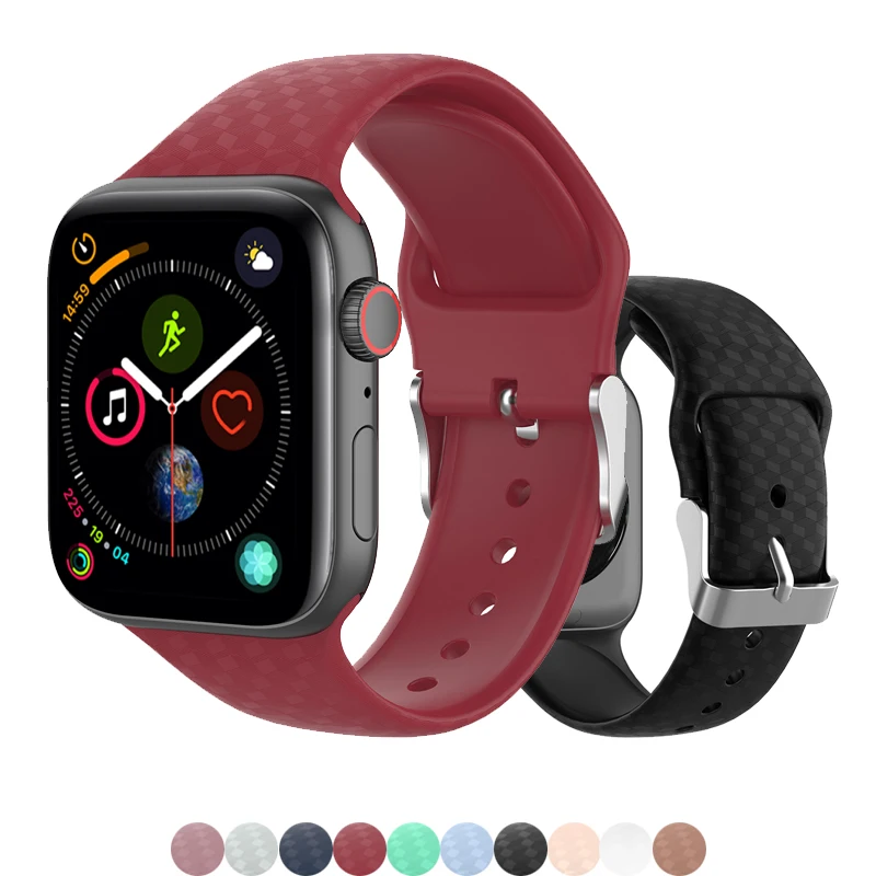 3D Texture strap for apple watch 4 5 band 44mm 40mm 42mm 38mm correa silicone watchband for iwatch 5/4/3/2/1 rubber pulseira