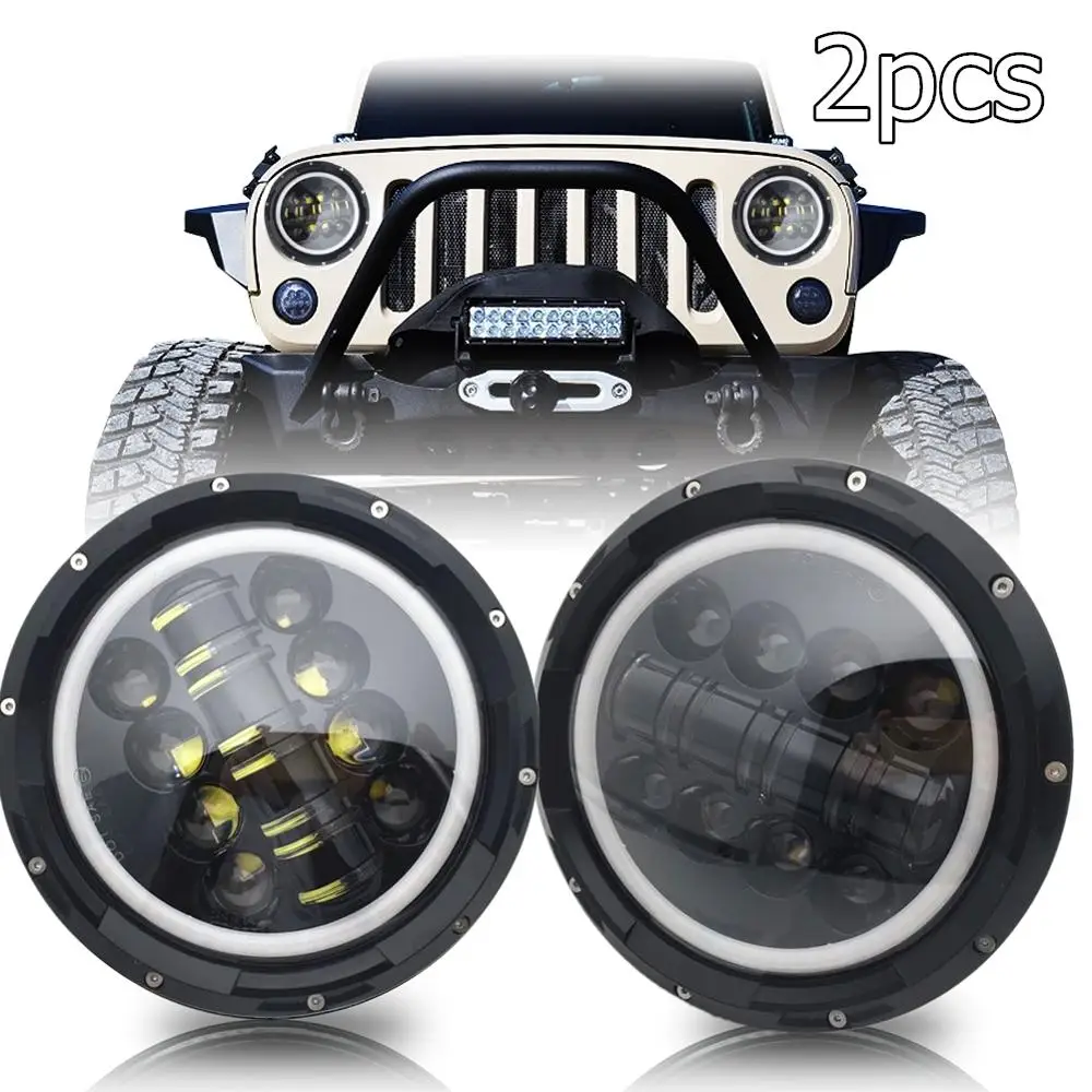 

7 Inch DRL Halo LED Headlight Amber Turn Signal For 1990-1997 Mazda Miata MX5 Headlights for Jeep Wrangler JK TJ 1997-2018