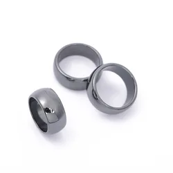 Free Drop Shipping Fashion Jewelry smooth 10mm Width Arc Black Female Hematite Rings Natural Couple Men's Women's  wholesale