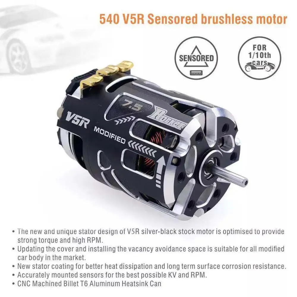 Rocket 540 V5R 3.5T 4.5T 5.5T 6.5T 7.5T 8.5T 9.5T 10.5T 13.5T 17.5T 21.5T 25.5T Sensored Brushless Motor for Modified Spec Stock