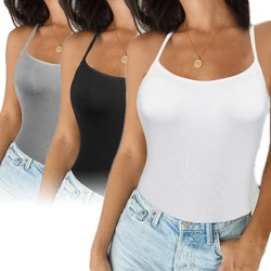 Camisola sencilla de tirantes para mujer y niña, Top corto sin mangas, blusas de Bralette con tirantes, camiseta ajustada, Tops básicos