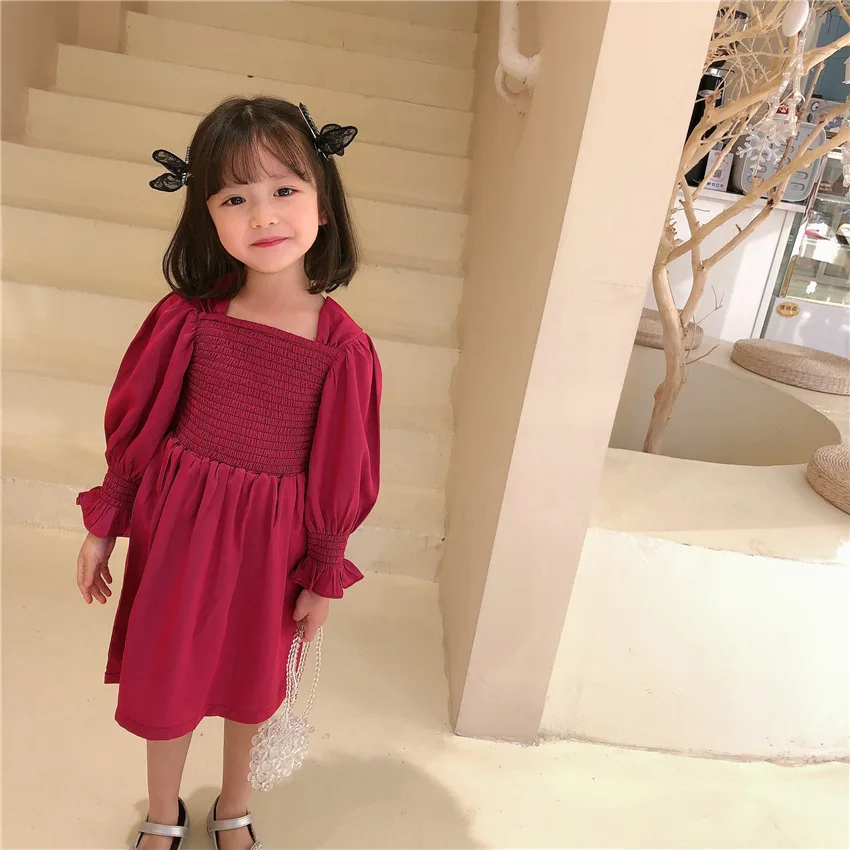 

2021 New Spring summer girl plaid Princess dresses baby children kids casual stitching birthday party dresses