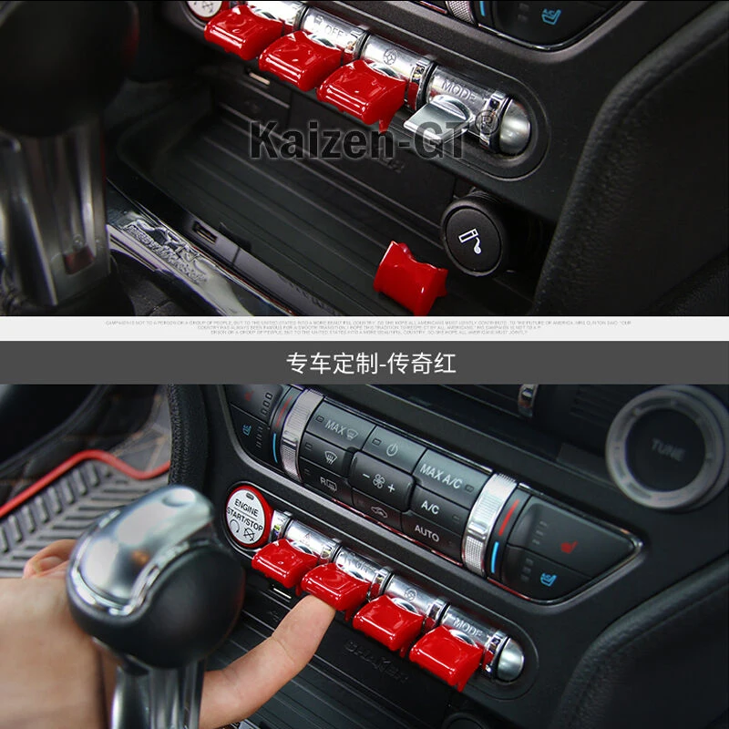 iJDM 4pcs Red ABS Console Control Switch Buttons Covers Trims For 2015-up Ford Mustang Design from the Control Button of Aven