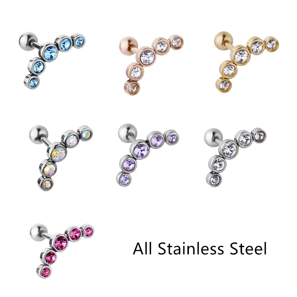 50pcs Body Jewelry Piercing - ALL Stainless Steel Shine Gems 16G Earring  Ear Helix Bar Rings Ear Cartilage Ear Diath Rings NEW