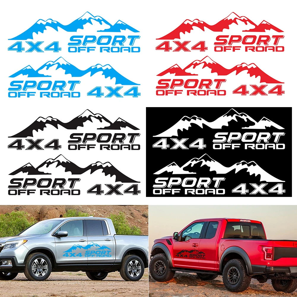 2 PCS Graphic Vinyl 4X4 OFF ROAD Car Sticker Pickup Truck Decal For D-MAX Navara