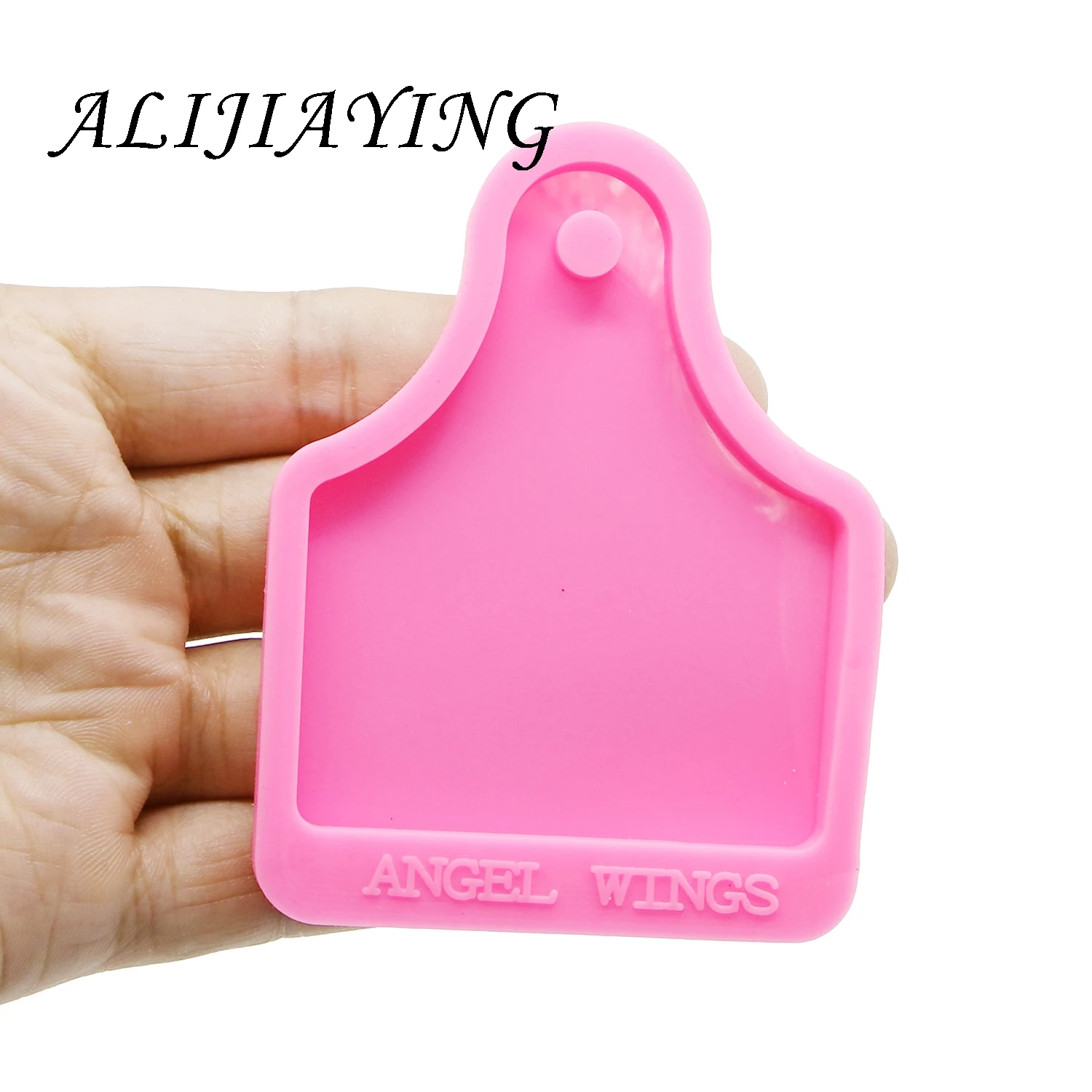 Shiny Cow tag shape Molds silicone mould for keychain key ring Pendant bull ear label resin Craft DIY epoxy jewelry DY0114