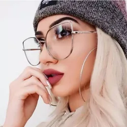 2025 Vintage Oversized Cat Eye Clear Glasses Women Brand Design Transparent Optical Lens Big Frame Computer Eyeglasses S223
