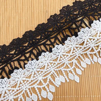 Tissu en dentelle à pampilles de fleurs creuses brodées, garniture de bricolage, ruban de couture, robe de vêtement, accessoires pour enfants, 3 mètres