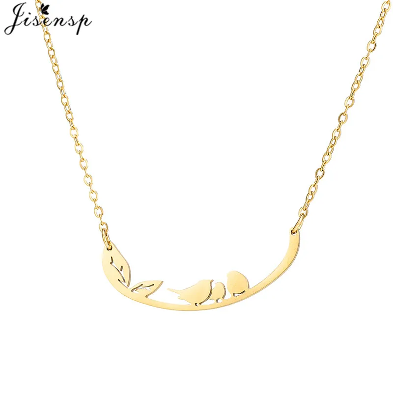 Stainless Steel Little Birds Necklace Simple Style Birds on the Branch Necklaces & Pendants Personality Family Jewelry Gifts