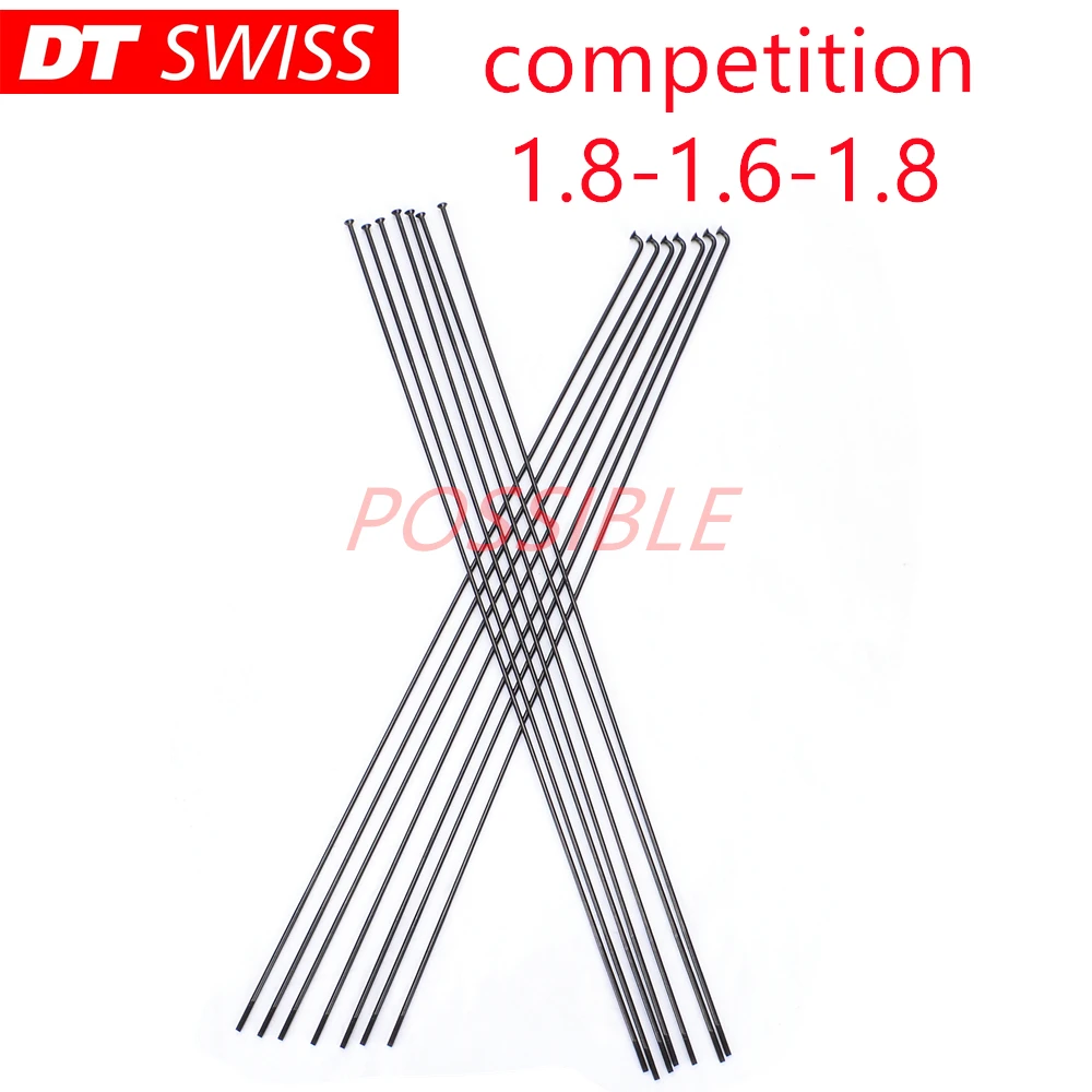 Bicycle spokes DT Swiss competition 1.8-1.6-1.8 round spokes J-bend/straight pull black Lightweight Variable diameter spoke