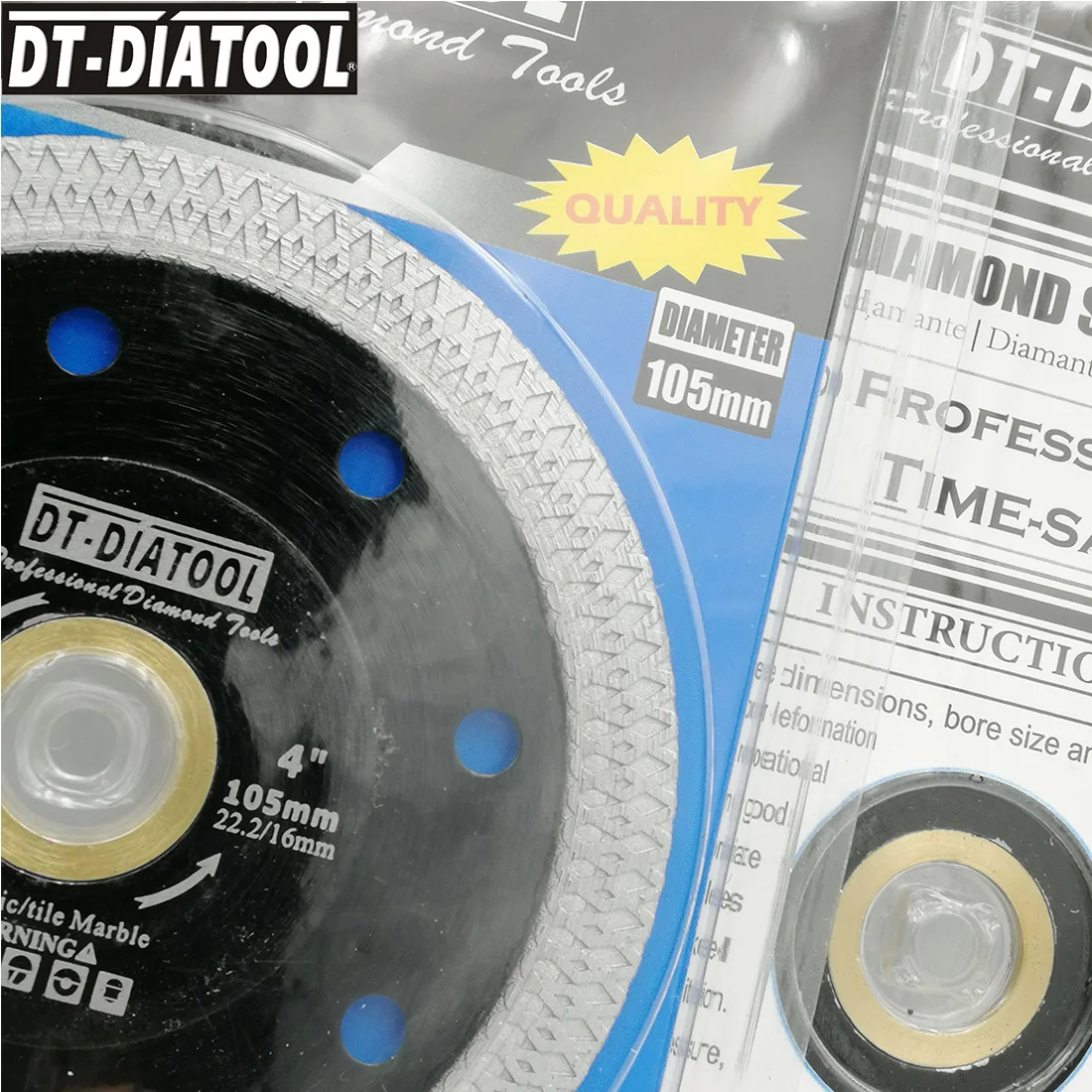 DT-DIATOOL 10pcs/pk Dia 105mm/4inch Premium Diamond Cutting Discs X Mesh Turbo Rim Segment Saw Blades For Ceramic Tile Marble