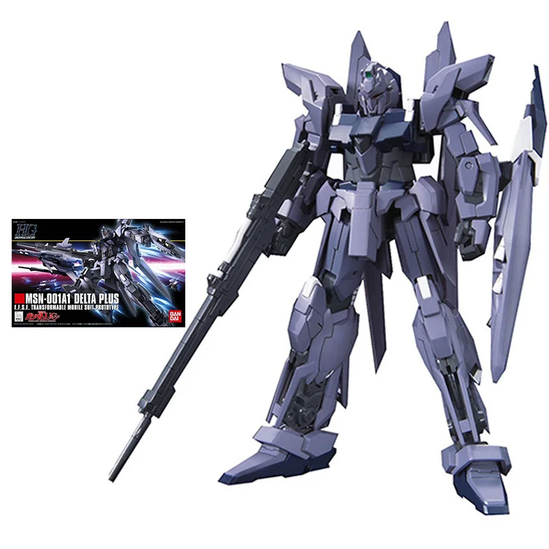 Bandai Gunpla Assembly Model Kit Anime Figure HGUC 1/144 MSN-001A1 Delta Plus Genuine Gunpla Action Figures Gifts for Children