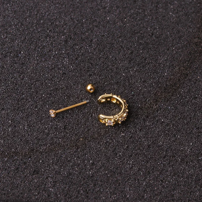 1Pc Gold Color Multicolor Cz Hoop Cartilage Huggie Earring Piercing  Helix Tragus Rook  Daith Snug Conch Ear Piercing Jewelry