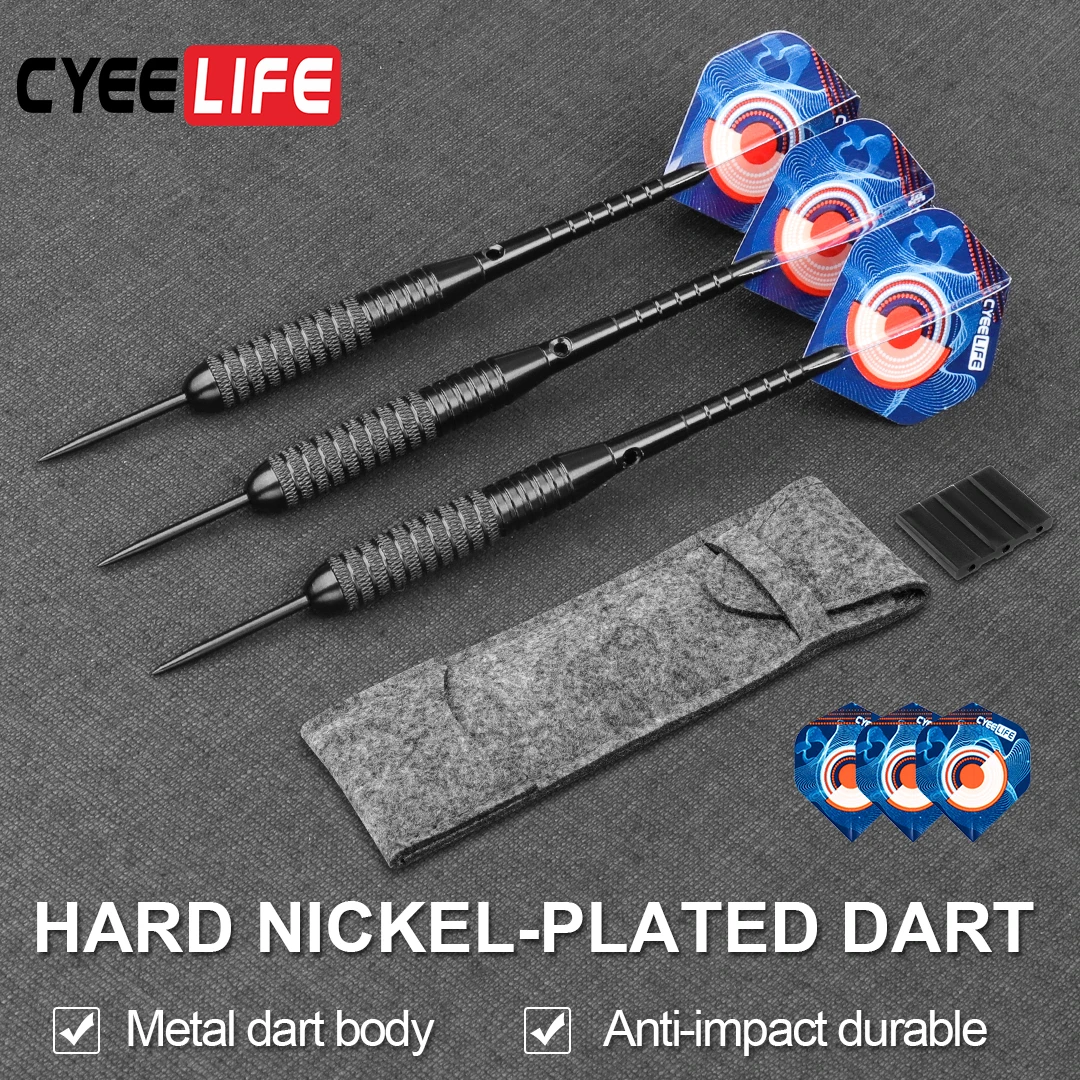 CyeeLife 26g Steel Darts with case&Alu Shafts,Professional bar darts steel tip set