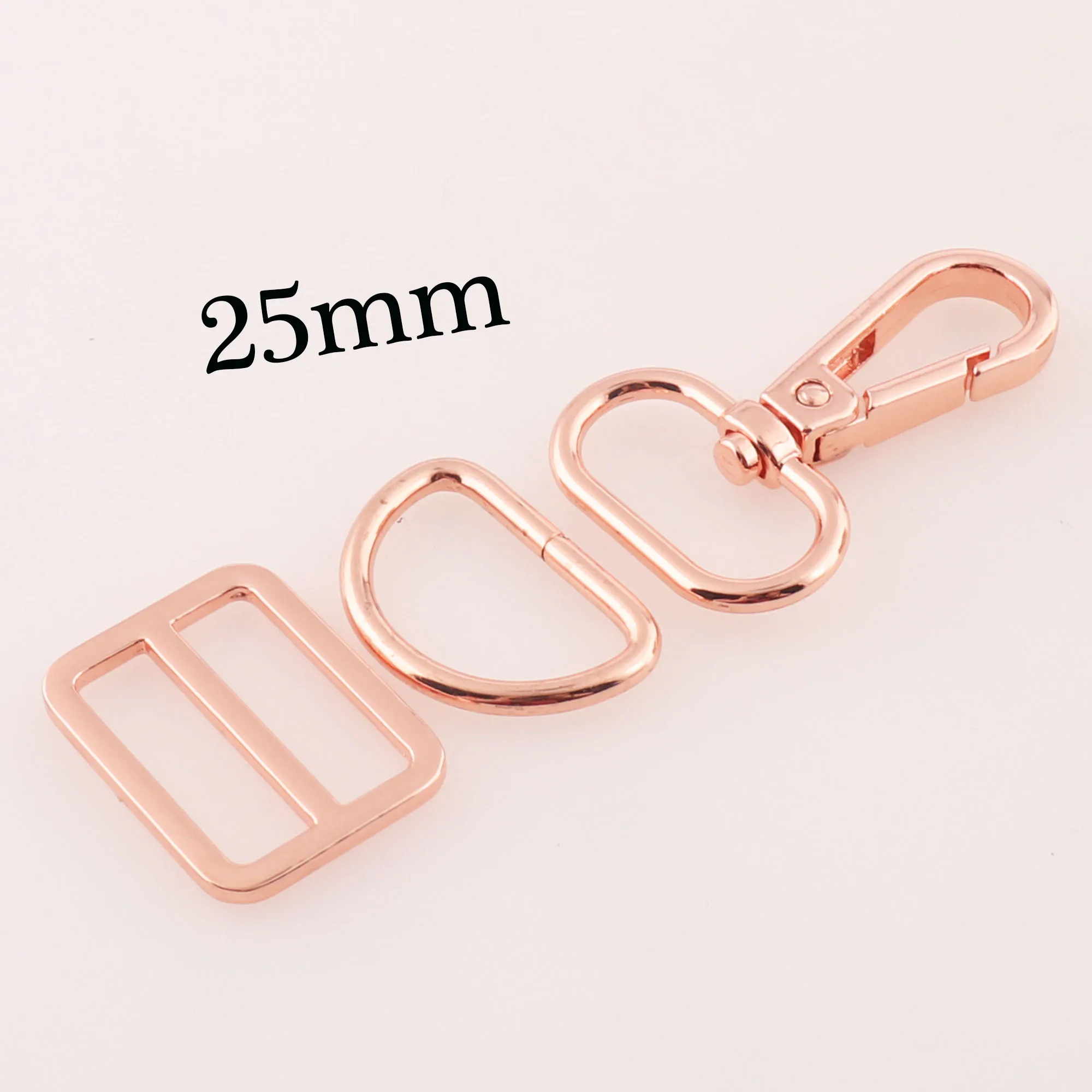 

25mm Rose Gold Lobster Swivel Clasp D Rings Adjusting Buckle,Slide Purse Hook Gate Bag Purse Clasps Handbag Hardware-1"-4 sets