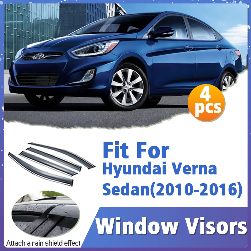 

Оконный козырек для Hyundai Verna Sedan 2010-2016, вентиляционная крышка, отделка, навесы, защита от солнца, дождя, дефлектор, аксессуары