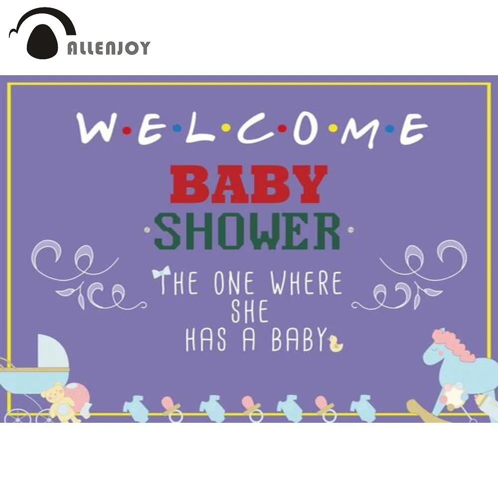 Allenjoy-Fondo de fiesta de cumpleaños con temática de amigos, fotografía púrpura, decoración de bienvenida para baby shower, banner, accesorios de fondo para fotos