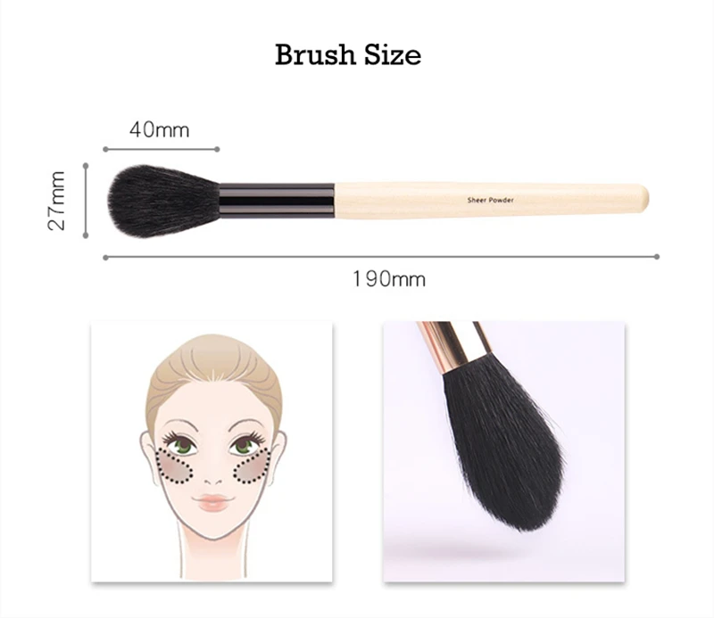 Natural Goat Hair BB Sheer Powder Flame Shape Highlighter Blending Brush Cheek Blusher Makeup Brushes